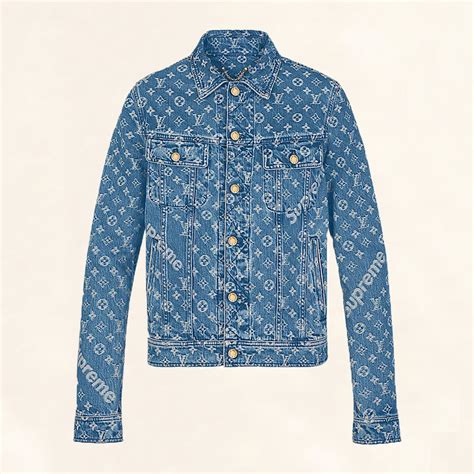 replica supreme lv denim jacket|supreme louis vuitton jeans jacket.